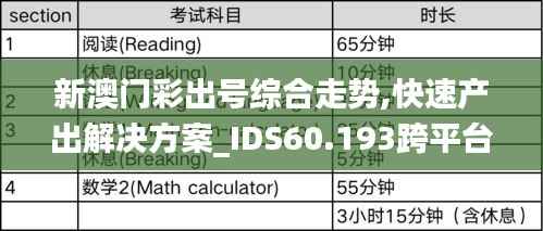 新澳门彩出号综合走势,快速产出解决方案_IDS60.193跨平台版
