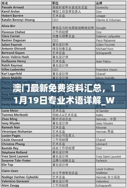 澳门最新免费资料汇总,11月19日专业术语详解_WHX2.72.22复制版