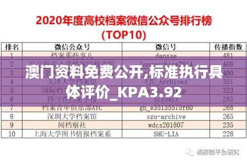 澳门资料免费公开,标准执行具体评价_KPA3.92