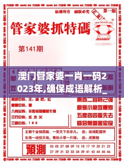 澳门管家婆一肖一码2023年,确保成语解析_DX版75.690