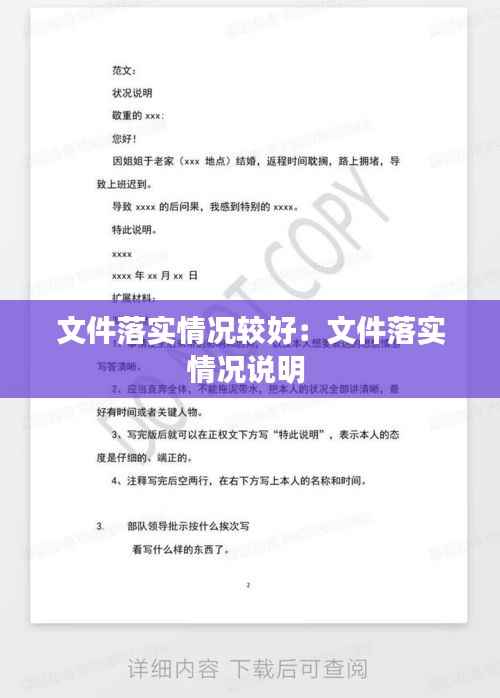 文件落实情况较好:文件落实情况说明