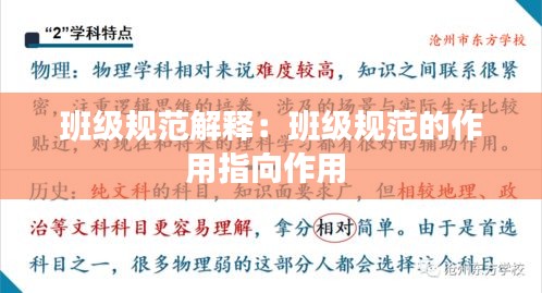 班级规范解释：班级规范的作用指向作用 