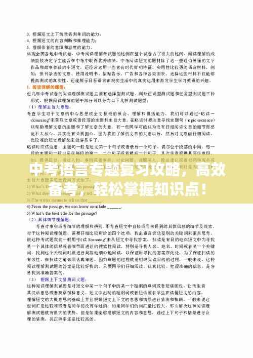 中考语言专题复习攻略,高效备考,轻松掌握知识点!