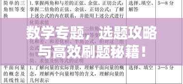 数学专题,选题攻略与高效刷题秘籍!