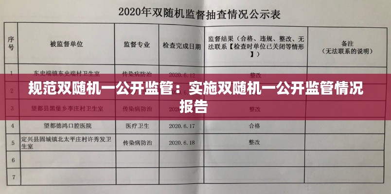 规范双随机一公开监管：实施双随机一公开监管情况报告 