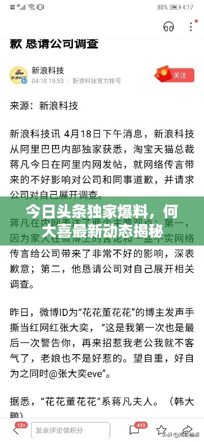 今日头条独家爆料，何大喜最新动态揭秘