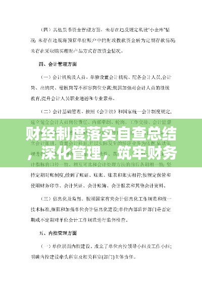 财经制度落实自查总结,深化管理,筑牢财务基石