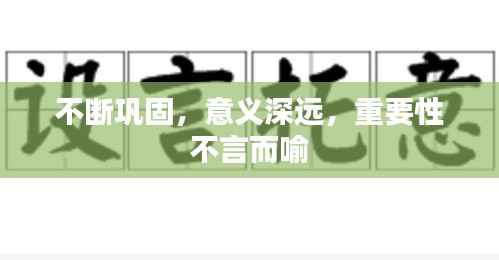 不断巩固,意义深远,重要性不言而喻