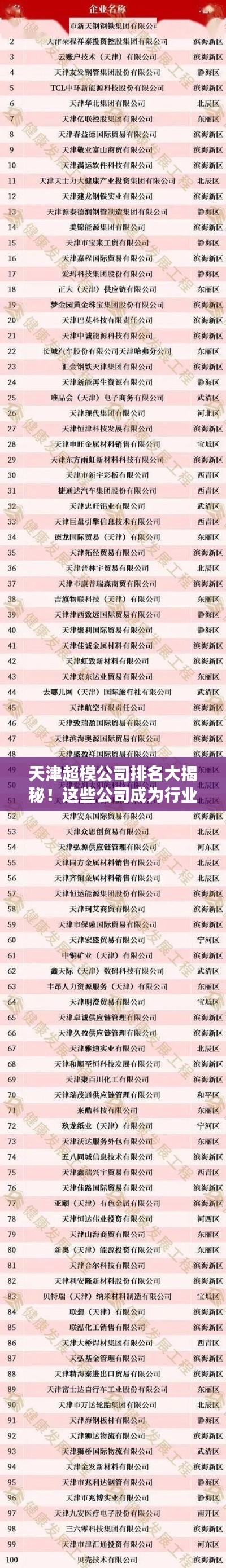 天津超模公司排名大揭秘!这些公司成为行业翘楚!