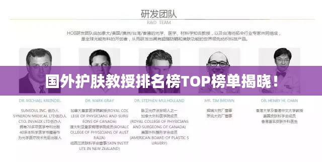国外护肤教授排名榜TOP榜单揭晓!