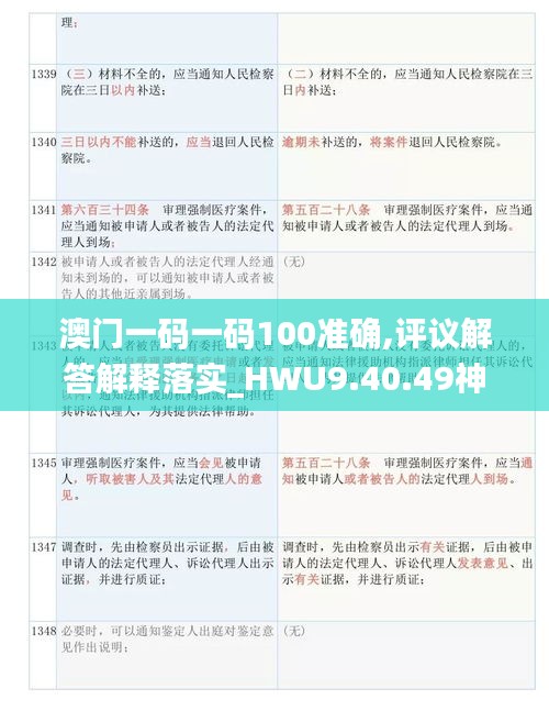 澳门一码一码100准确,评议解答解释落实_HWU9.40.49神话版