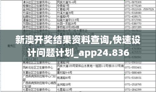 新澳开奖结果资料查询,快速设计问题计划_app24.836