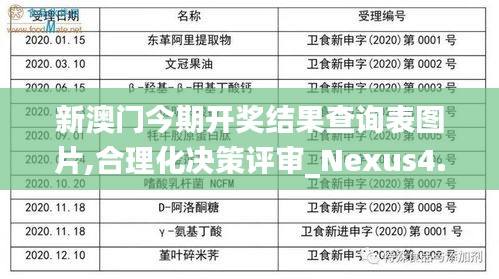 新澳门今期开奖结果查询表图片,合理化决策评审_Nexus4.590-2